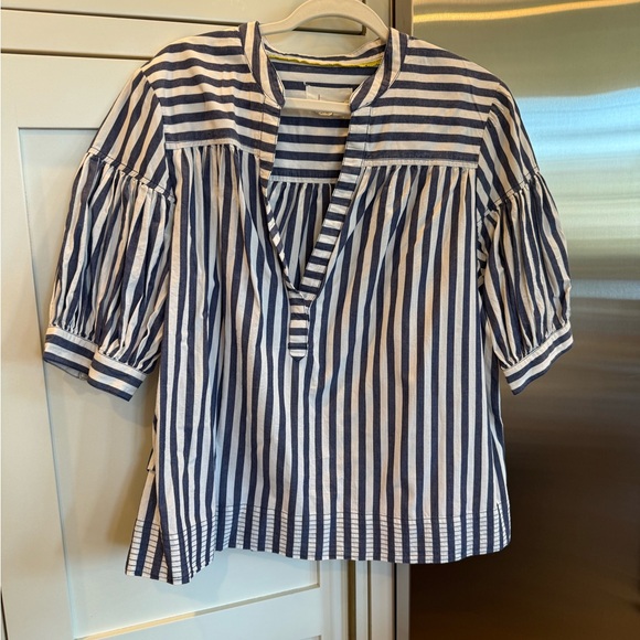 By Anthropologie Darcey Striped Blue and White Women's popover top XL - Picture 3 of 9